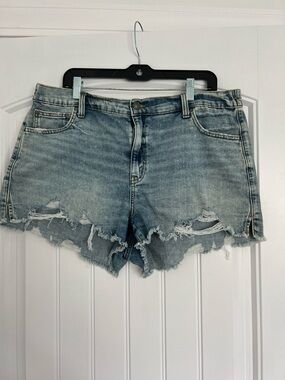 aerie Light Blue Distressed Denim Cutoff Shorts Festival Boho